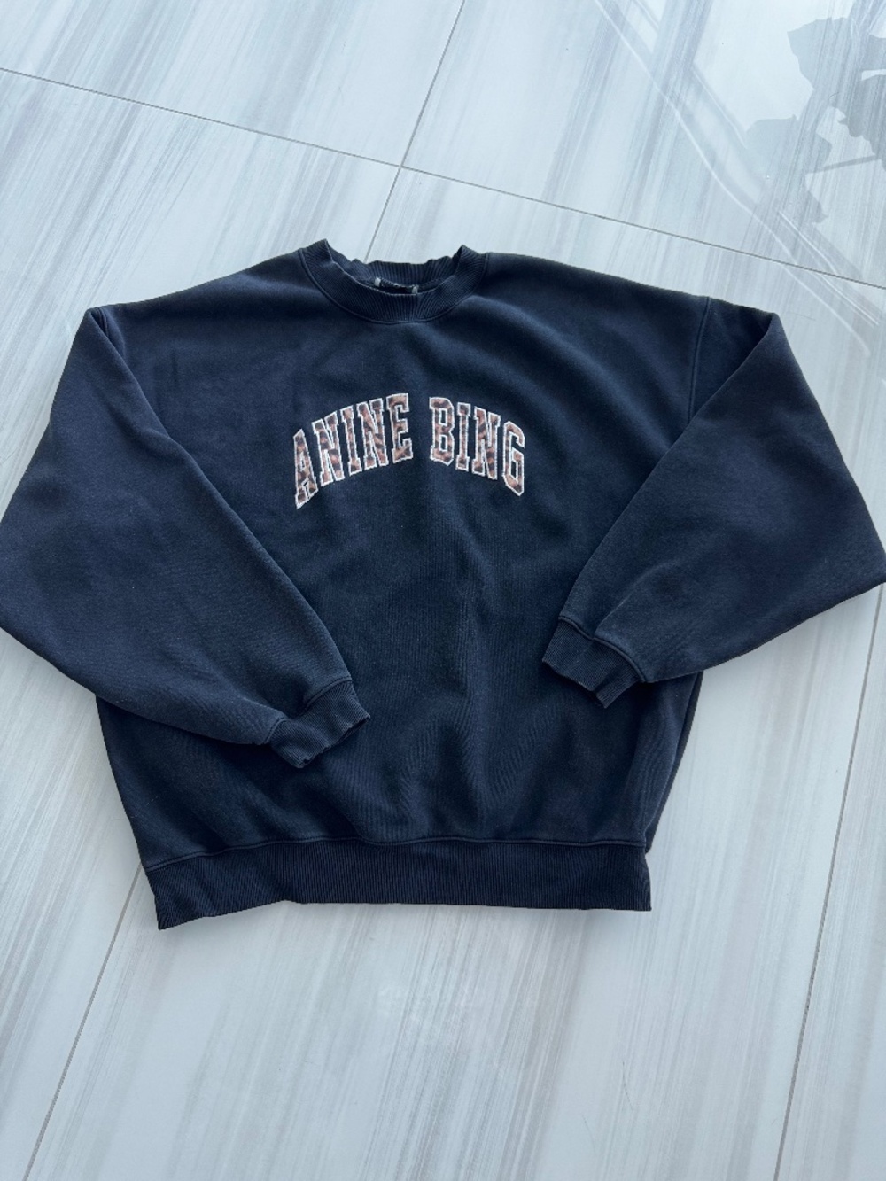 Anine Bing Miles Sweatshirt LEOPARD LOGO!  L/XL